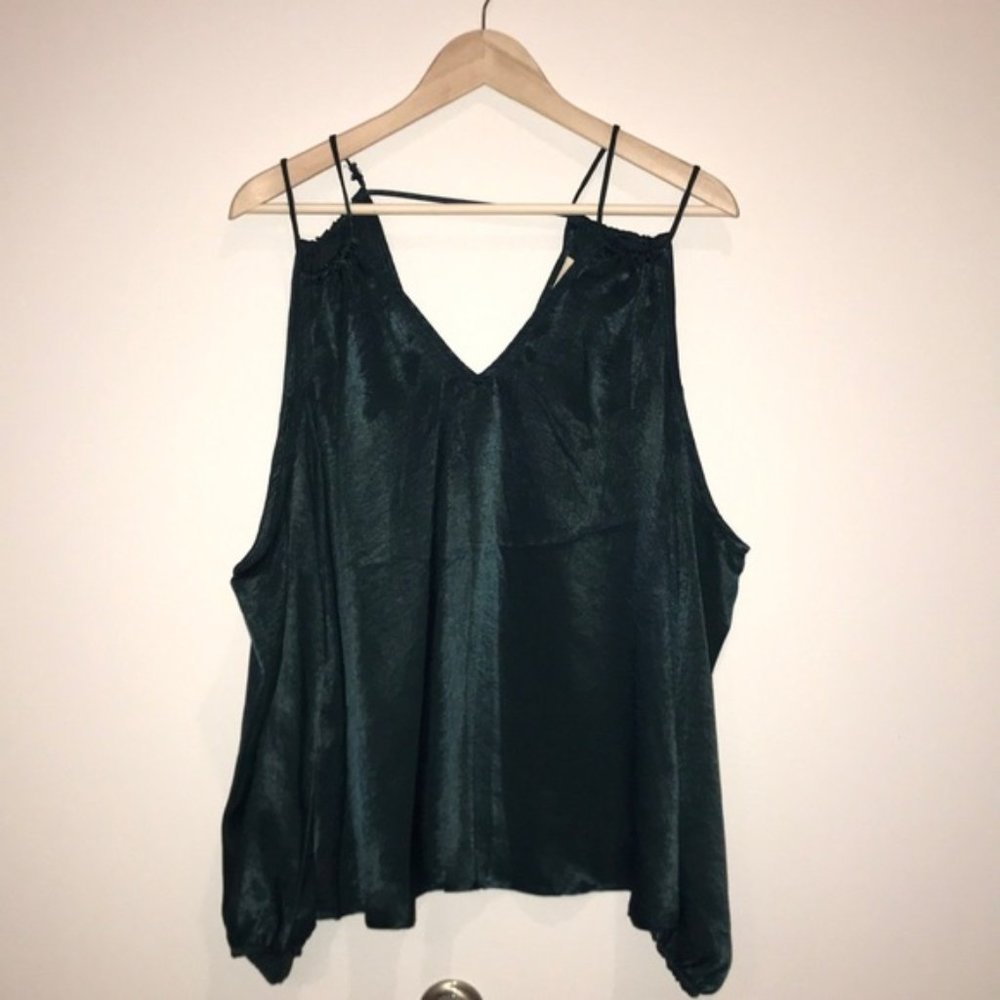 Anthropologie En Elly Cutout Silk Blue Green Top
